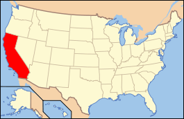 Carte avec la Californie en rouge.
