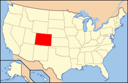 Carte des États-Unis avec le Colorado en rouge.