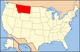 Carte des États-Unis avec le Montana en rouge.