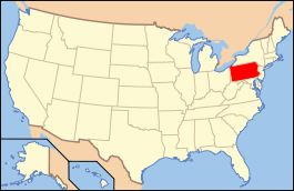 Carte avec la Pennsylvanie en rouge.