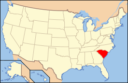 Carte avec la Caroline du Sud en rouge.