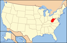 Carte avec la Virginie Occidentale en rouge.