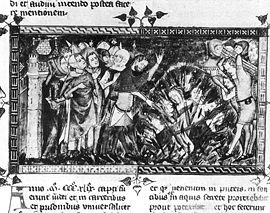 1349 burning of Jews-European chronicle on Black Death.jpg
