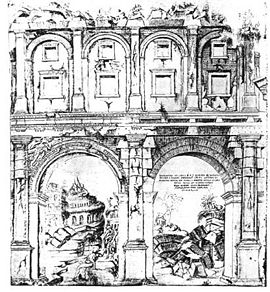 Ruines du théâtre de Balbus,par Giuliano da Sangallo, 1561