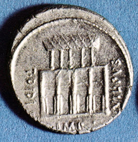La Villa Publica sur une monnaie antique.