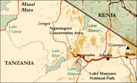 Carte de situation du lac Manyara
