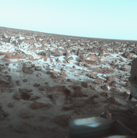 Givre sur le sol d'Utopia Planitia vu par Viking 2 Lander.