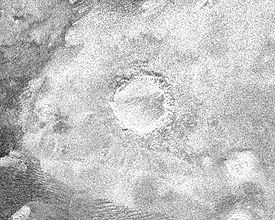 Image radar du cratère Sinlap, dans Bazaruto Facula.
