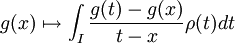 g(x)\mapsto \int_I\frac{g(t)-g(x)}{t-x}\rho(t)dt