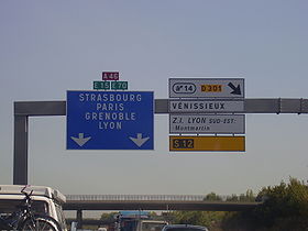 Photographie de la route A 46 : L’A46 Sud vers Grenoble et Lyon Est, au niveau de la sortie 14 (Vénissieux, RD 301)