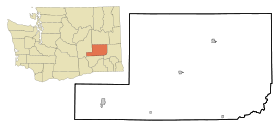 Adams County Washington Incorporated and Unincorporated areas Othello Highlighted.svg