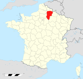 Localisation de l'Aisne en France