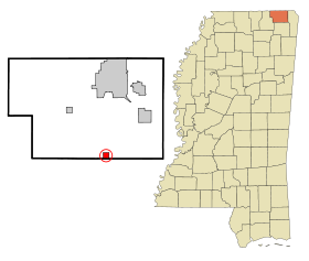 Alcorn County Mississippi Incorporated and Unincorporated areas Rienzi Highlighted.svg