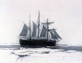 Le Fram en Antarctique lors de l'expédition Amundsen