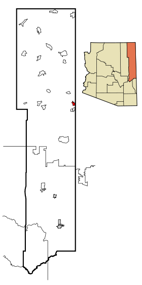 Apache County Incorporated and Unincorporated areas Fort Defiance highlighted.svg