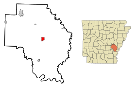 Arkansas County Arkansas Incorporated and Unincorporated areas De Witt Highlighted.svg