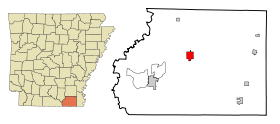 Ashley County Arkansas Incorporated and Unincorporated areas Hamburg Highlighted.svg