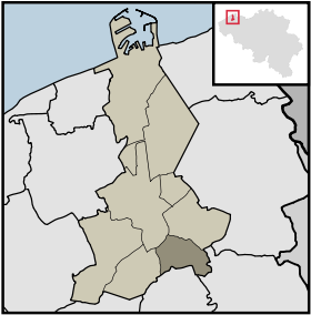 Localisation d'Assebroek au sein dela commune de Bruges.