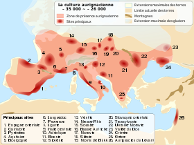 Aurignacian culture map-fr.svg