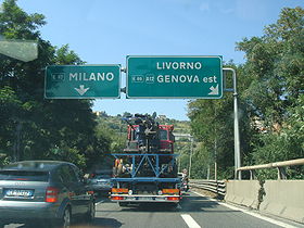 La E62 près de Gênes en Italie