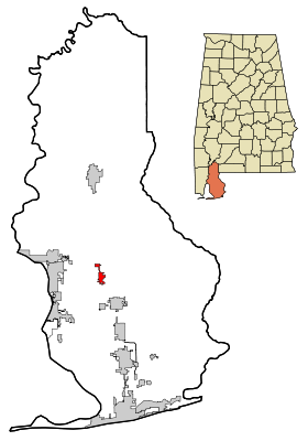 Baldwin County Alabama Incorporated and Unincorporated areas Loxley Highlighted.svg