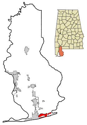 Baldwin County Alabama Incorporated and Unincorporated areas Orange Beach Highlighted.svg