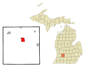Barry County Michigan Incorporated and Unincorporated areas Hastings Highlighted.svg
