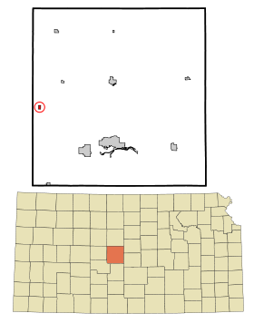 Barton County Kansas Incorporated and Unincorporated areas Albert Highlighted.svg