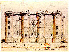 La Bastille, façade orientale, en 1790 ou 1791