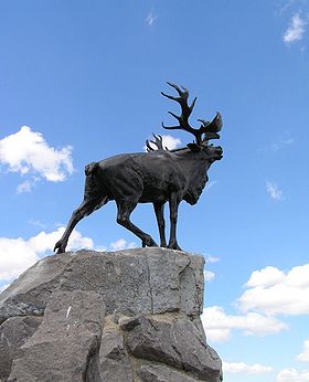 Le Caribou en bronze, monument de Beaumont-Hamel emblème du Newfoundland Regiment