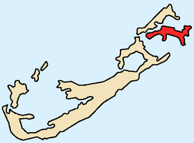 Carte des Bermudes mettant en évidence l'île Saint David's.