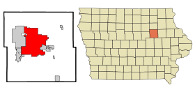 Black Hawk County Iowa Incorporated and Unincorporated areas Waterloo Highlighted.svg