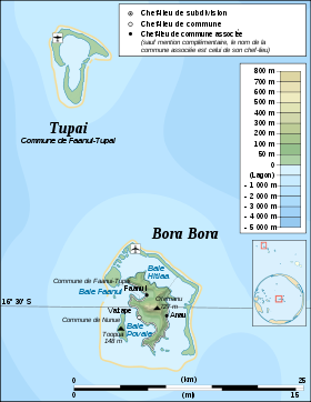 Carte topographique de Bora-Bora.