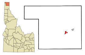 Boundary County Idaho Incorporated and Unincorporated areas Bonners Ferry Highlighted.svg