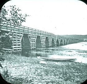 L'ancien pont de la rivière Nerepis, en 1875.