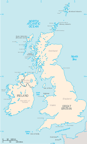 Carte des îles Britanniques.