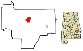 Bullock County Alabama Incorporated and Unincorporated areas Union Springs Highlighted.svg