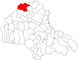 La commune de Bunești (en rouge) dans le județ de Brașov
