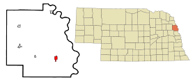 Burt County Nebraska Incorporated and Unincorporated areas Tekamah Highlighted.svg