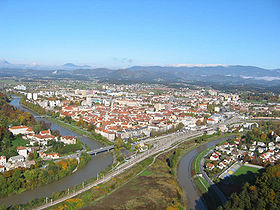 Vue sur la ville depuis le château de Celje