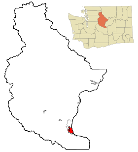 Chelan County Washington Incorporated and Unincorporated areas Wenatchee Highlighted.svg