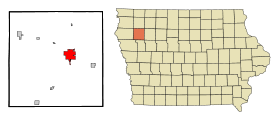 Cherokee County Iowa Incorporated and Unincorporated areas Cherokee Highlighted.svg