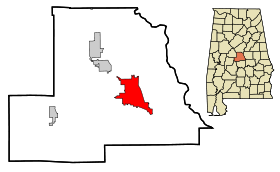 Chilton County Alabama Incorporated and Unincorporated areas Clanton Highlighted.svg