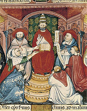 Clément V sur le trône pontifical