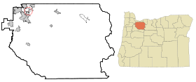 Clackamas County Oregon Incorporated and Unincorporated areas Johnson City Highlighted.svg