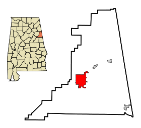 Cleburne County Alabama Incorporated and Unincorporated areas Heflin Highlighted.svg
