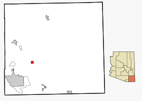 Cochise County Incorporated and Unincorporated areas Tombstone highlighted.svg