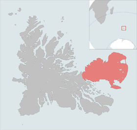 Carte de localisation de la péninsule Courbet dans les îles Kerguelen.
