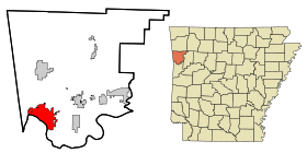 Crawford County Arkansas Incorporated and Unincorporated areas Van Buren Highlighted.svg