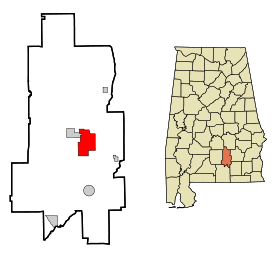 Crenshaw County Alabama Incorporated and Unincorporated areas Luverne Highlighted.svg